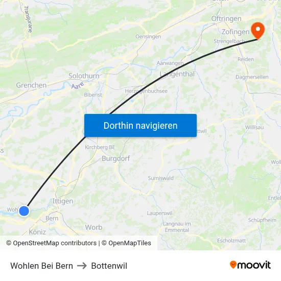 Wohlen Bei Bern to Bottenwil map