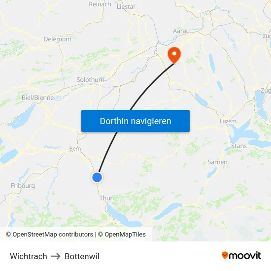 Wichtrach to Bottenwil map
