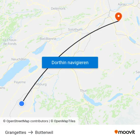 Grangettes to Bottenwil map