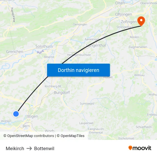 Meikirch to Bottenwil map