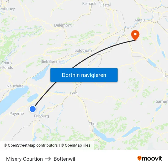 Misery-Courtion to Bottenwil map