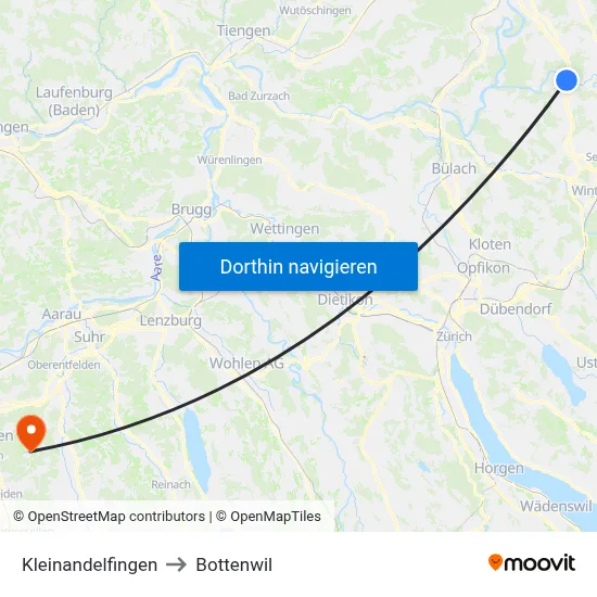 Kleinandelfingen to Bottenwil map