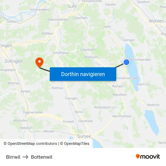 Birrwil to Bottenwil map