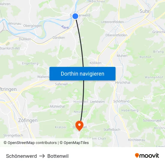 Schönenwerd to Bottenwil map