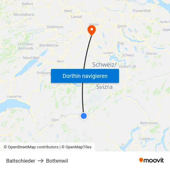 Baltschieder to Bottenwil map