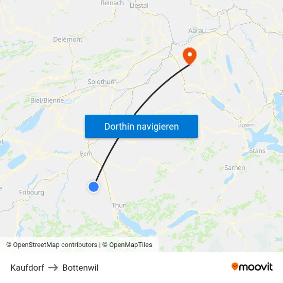 Kaufdorf to Bottenwil map