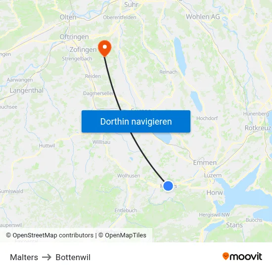 Malters to Bottenwil map