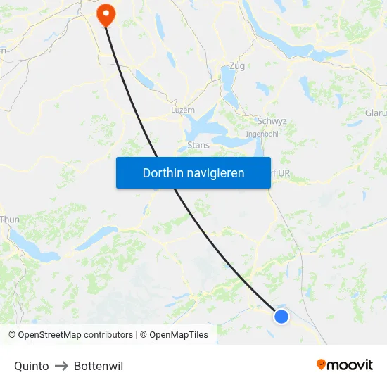 Quinto to Bottenwil map