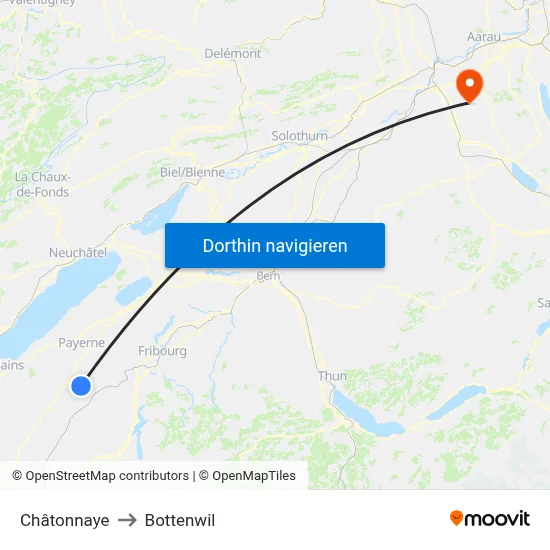 Châtonnaye to Bottenwil map