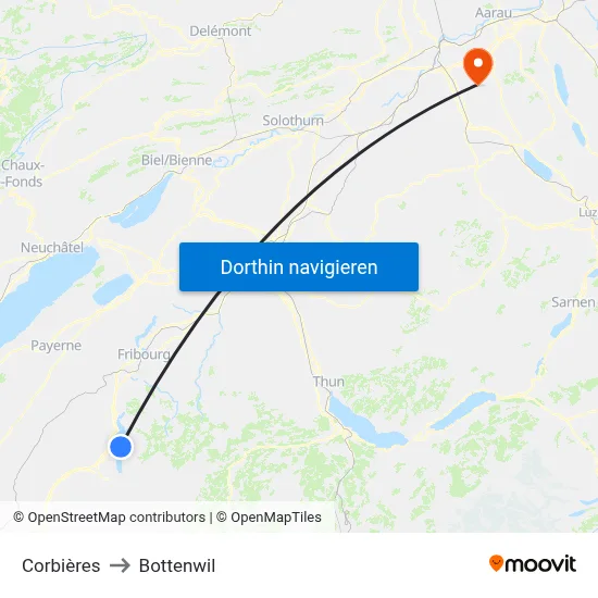 Corbières to Bottenwil map