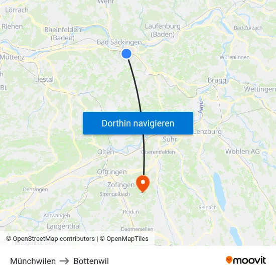 Münchwilen to Bottenwil map
