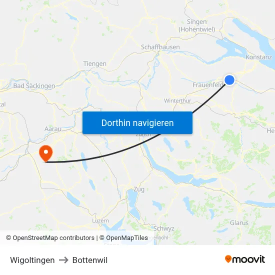 Wigoltingen to Bottenwil map