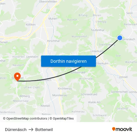 Dürrenäsch to Bottenwil map