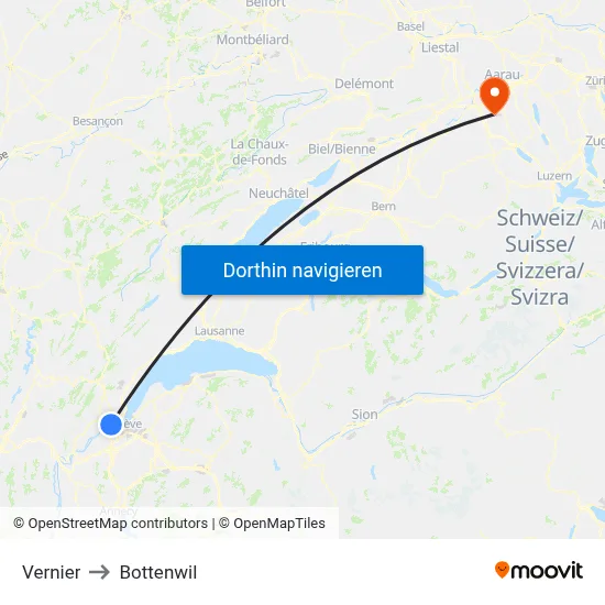 Vernier to Bottenwil map