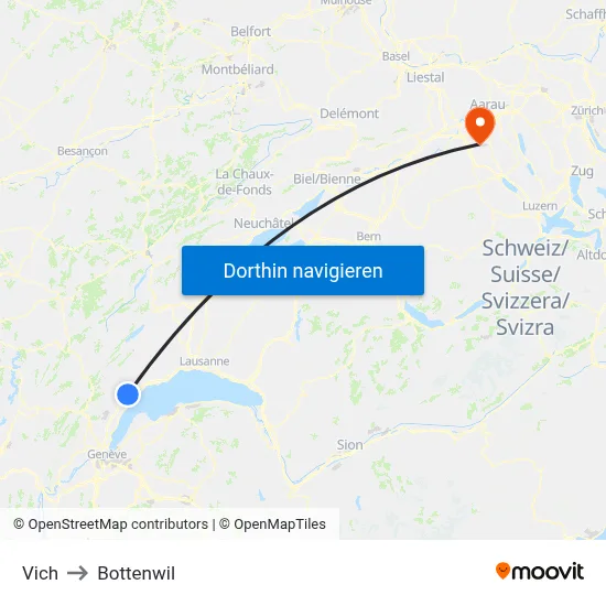 Vich to Bottenwil map