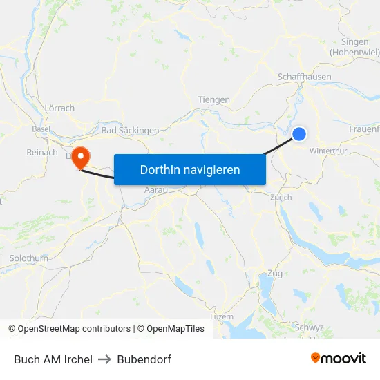 Buch AM Irchel to Bubendorf map