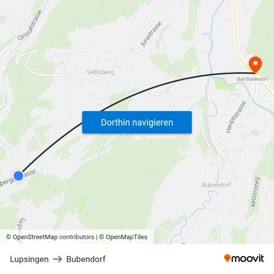 Lupsingen to Bubendorf map