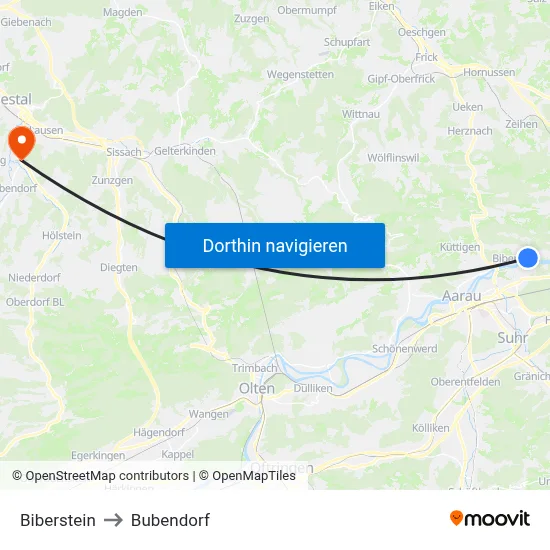 Biberstein to Bubendorf map