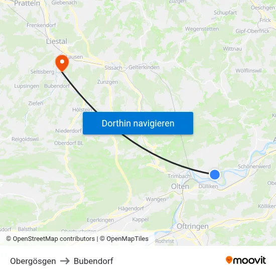 Obergösgen to Bubendorf map