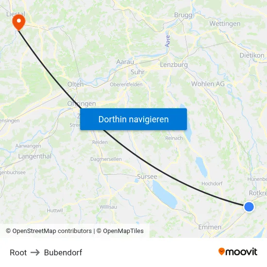 Root to Bubendorf map