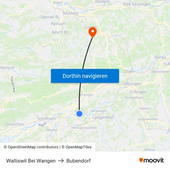 Walliswil Bei Wangen to Bubendorf map
