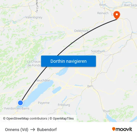 Onnens (Vd) to Bubendorf map