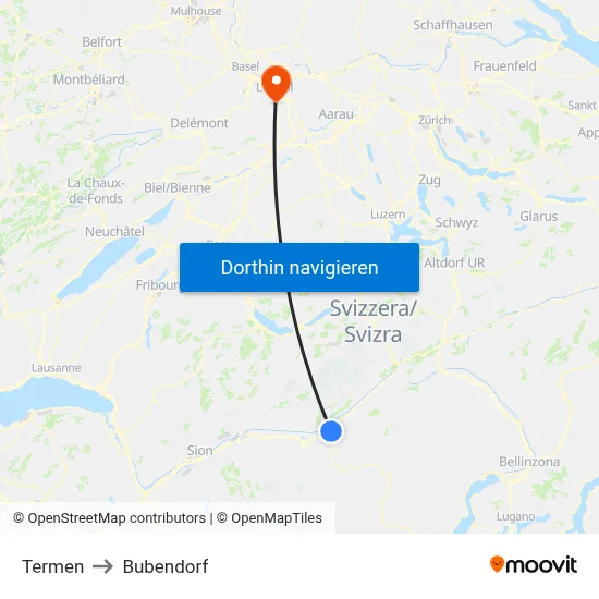 Termen to Bubendorf map