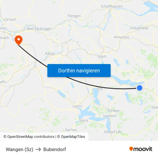 Wangen (Sz) to Bubendorf map
