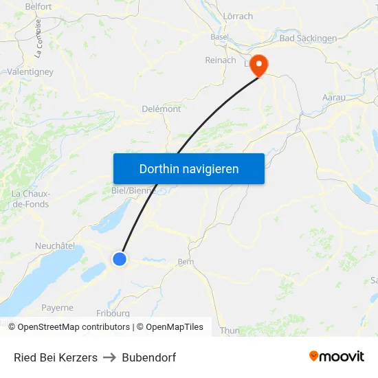 Ried Bei Kerzers to Bubendorf map