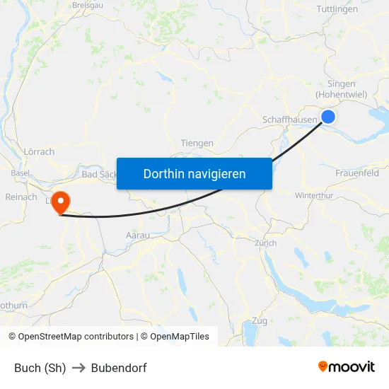 Buch (Sh) to Bubendorf map