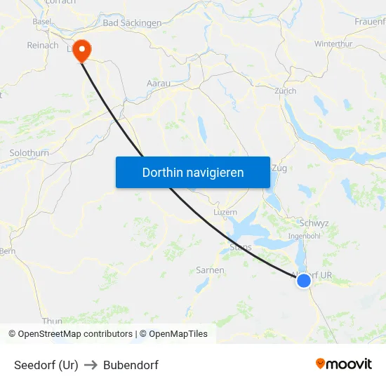Seedorf (Ur) to Bubendorf map
