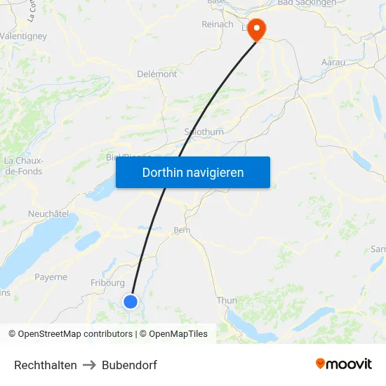 Rechthalten to Bubendorf map