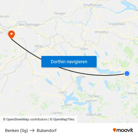 Benken (Sg) to Bubendorf map