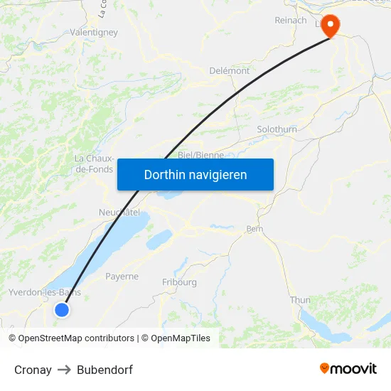 Cronay to Bubendorf map
