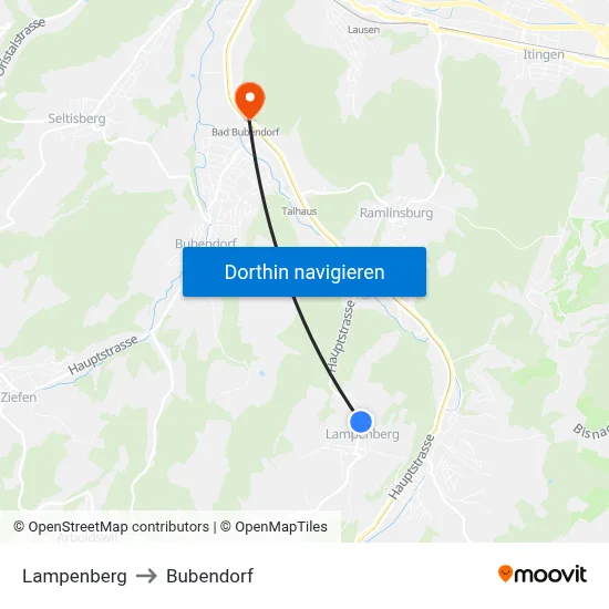Lampenberg to Bubendorf map