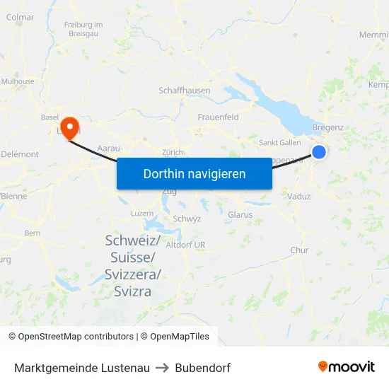 Marktgemeinde Lustenau to Bubendorf map