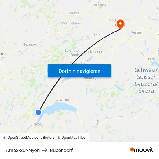 Arnex-Sur-Nyon to Bubendorf map