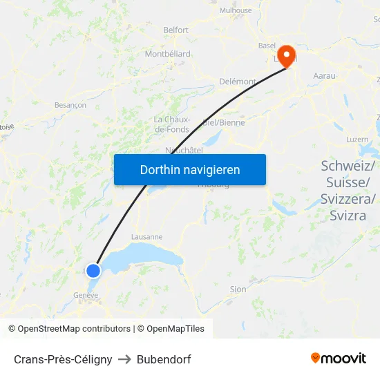 Crans-Près-Céligny to Bubendorf map