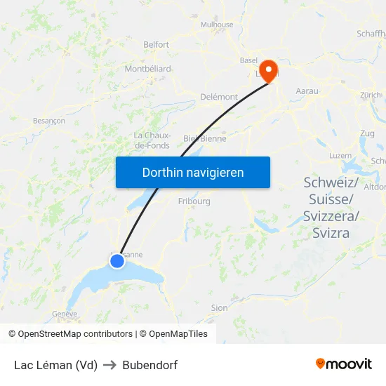 Lac Léman (Vd) to Bubendorf map