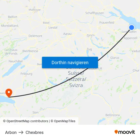 Arbon to Chexbres map