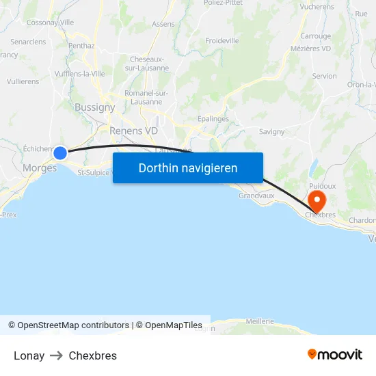 Lonay to Chexbres map