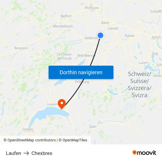 Laufen to Chexbres map