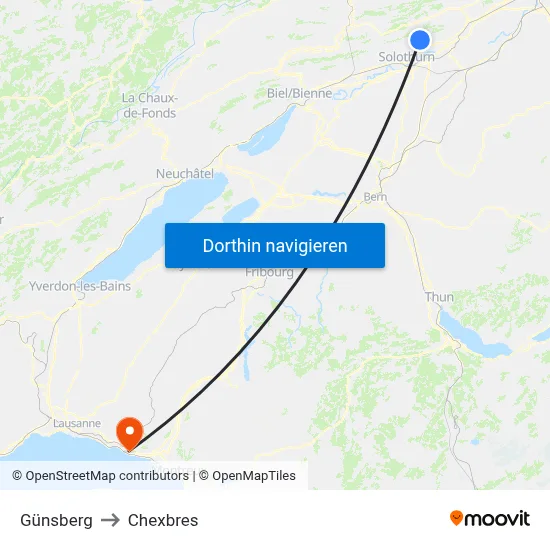 Günsberg to Chexbres map