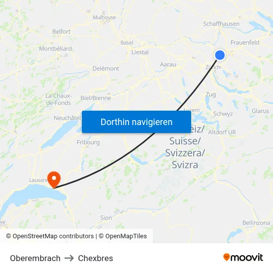 Oberembrach to Chexbres map