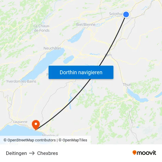 Deitingen to Chexbres map