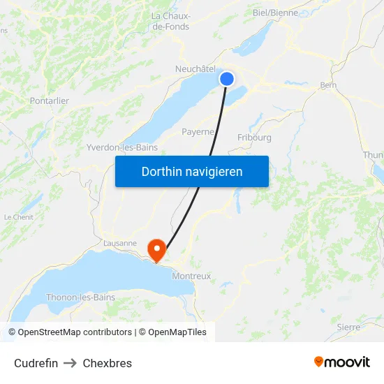 Cudrefin to Chexbres map