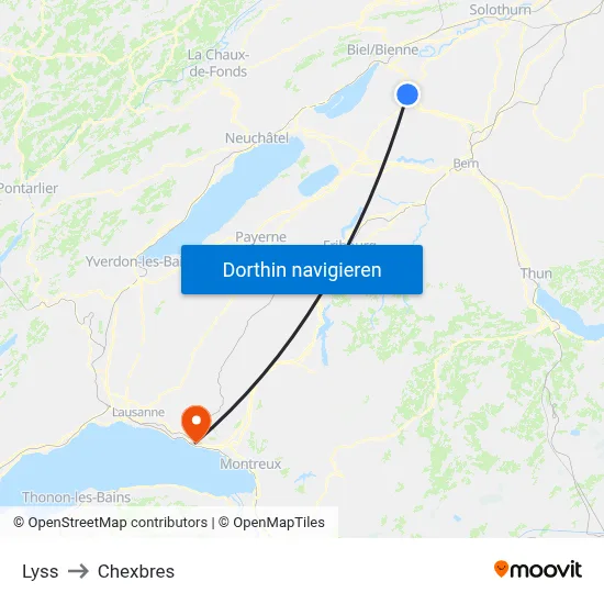 Lyss to Chexbres map