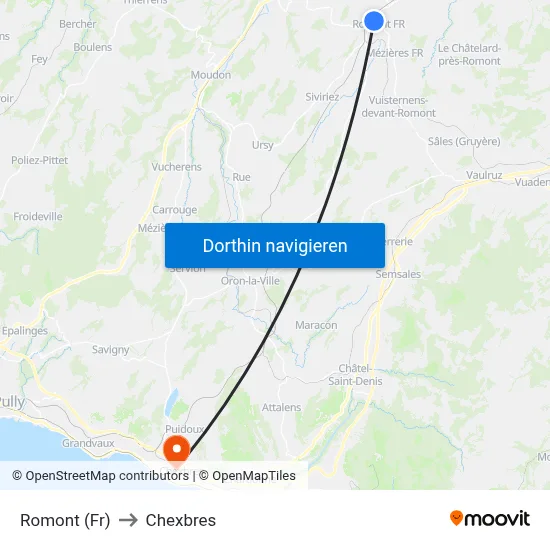 Romont (Fr) to Chexbres map