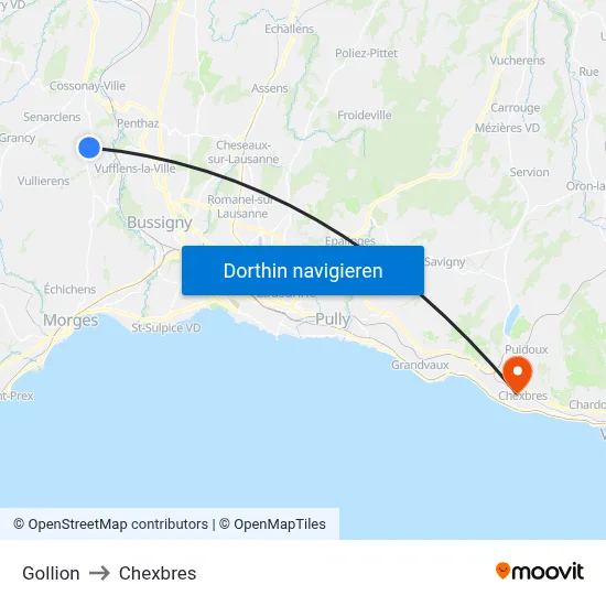Gollion to Chexbres map