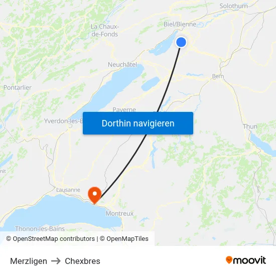 Merzligen to Chexbres map